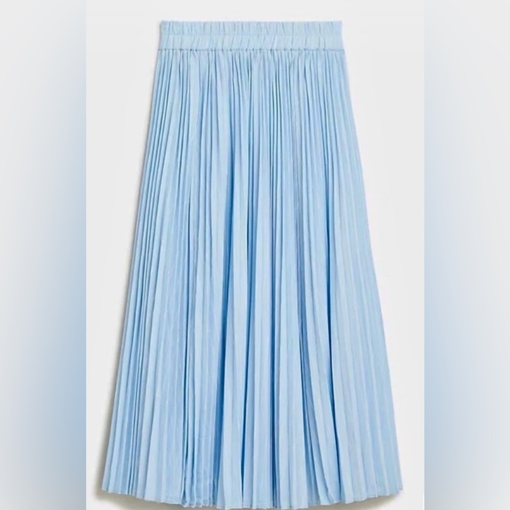 NWT J.Crew Gwyneth Pleated Blue & White Striped Skirt. Size XL